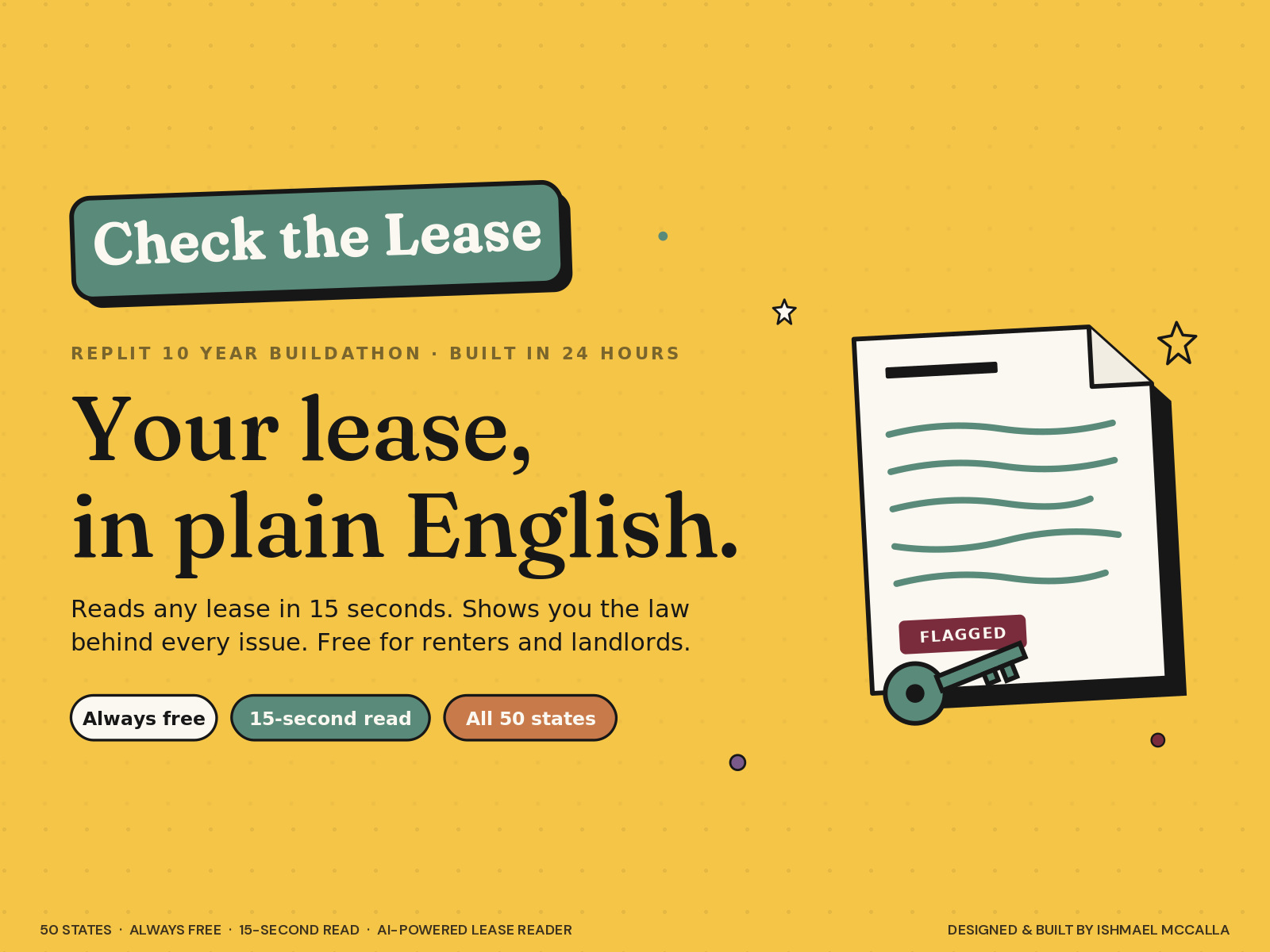 Check the Lease homepage, cream editorial AI lease reader